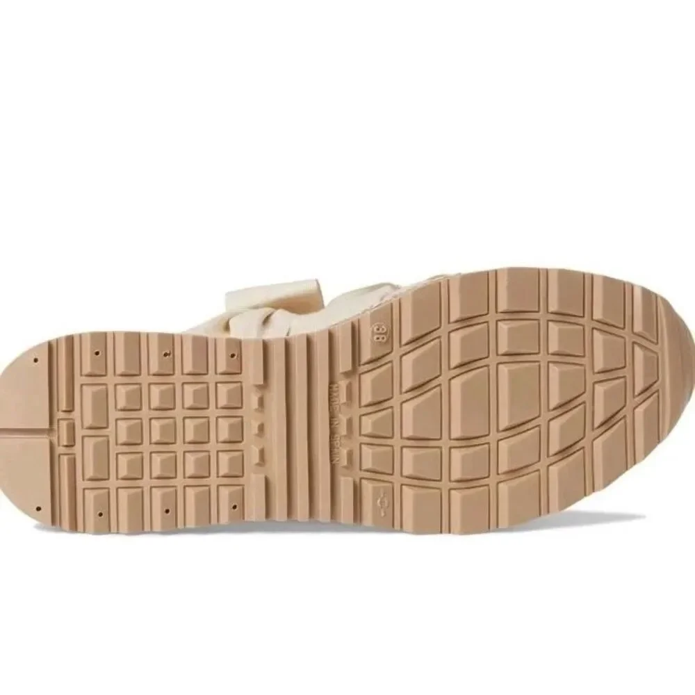 New Free People Chapmin Espadrille Sneaker Ivory Ribbon Lace Platform Shoe Sz 39